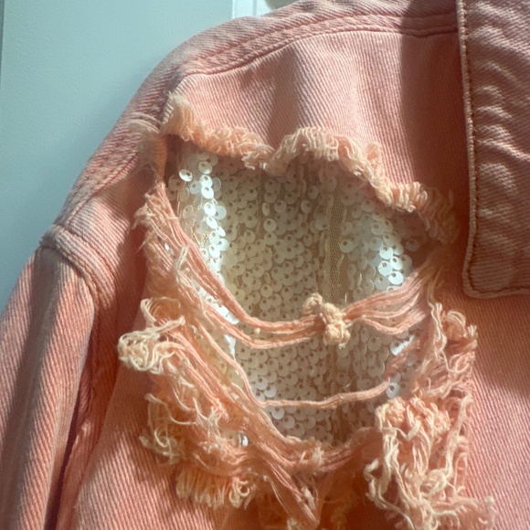 Pol Peach Jean Jacket "Love" - size Small - Picture 3 of 7